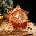 Carillon a forma di carrozza natalizia vintage con Babbo Natale e fiocchi di neve - Carrozza di Natale rossa