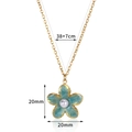 Golden necklace with a light blue floral petal pendant and white pearl decoration - Cyan Blue Flower Necklace