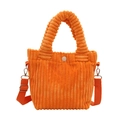 Minimalist orange corduroy bucket bag for women with texture and adjustable strap - Orange