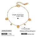 Gouden roestvrijstalen hartjesarmband met zirkonia en maatspecificaties voor dames - Eén maat / Multi-hart Zirkonia Armband (JDB0203003)