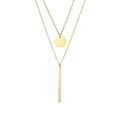 Collar minimalista de doble capa de acero inoxidable dorado con colgantes de círculo y barra - Dorado