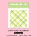 Green grid pattern sticky notes with 30 sheets, minimalist office stationery pads - Green Check