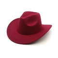 Detail view of the wide brim wine red wool felt western cowboy hat with curved edge - M (56-58cm) / Burgundy