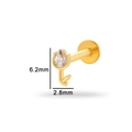 Golden flower labret stud in G23 titanium with clear crystal zircon, size 6.2mm flower - 1.2mm Gauge x 8mm Length / Gold Tulip (T2506-1# Gold)