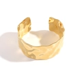 Bracciale rigido largo martellato dorato in acciaio inossidabile con superficie - Oro