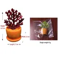 Miniature coral bonsai succulent ornament in orange pot with dimensions 2.7x2.6x4.3cm - Miniature Potted Plant Style C