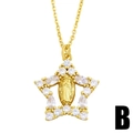 Collana a stella dorata con ciondolo Maria e pietre di zircone bianco luccicanti - Stella Vergine Maria