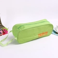 Waterproof green travel shoe bag with handle and orange icon for easy storage - Green