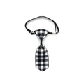 Adjustable black and white checkered pet bowtie with ribbed ribbon and elastic strap - 17-Black White Checkerboard Bow Tie