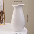 Modern white matte ceramic vase with wavy rim and minimalist design for flowers - Large Glazed Yue'er (24cm)