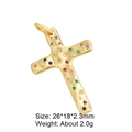 Detailed view of a gold cross pendant with multicolored stones and hammered texture - Cross Pendant