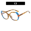Montatura occhiali poligonale anti-luce blu tartarugata con dettagli blu e arancioni - Patchwork Tartarugato Blu Arancione-C2