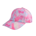 Mädchen-Baseballkappe mit rosa-blauem Batikmuster, weißen Sternen und gebogenem Schirm - Galaxie - Rosarot