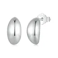 Minimalist 925 sterling silver bean stud earrings with polished mirror finish - Bean Shape / Silver