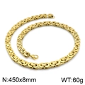 Golden Byzantine punk chain necklace in 450x8mm stainless steel for men - 8mm x 18cm / Gold