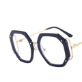 Gafas poligonales azules con patillas de metal dorado y lentes anti-luz azul estilo - Azul marino