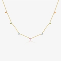 S925 sterling silver gold long chain necklace featuring vibrant multi-color gemstones - 18K Gold Plated [Multi-color Zirconia]