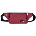 Waterproof burgundy nylon sports waist bag with adjustable strap and headphone jack hole - Dark Red