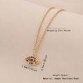 Collana in acciaio inossidabile dorato con ciondolo occhio, pietre colorate e catena 45cm - Stile Occhio Classico d'Oro (8#)