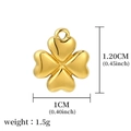Polished gold four-leaf clover pendant 1.2cm height charm for DIY jewelry making - Golden Clover Smooth (A0013001)