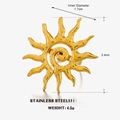 18K vergulde roestvrijstalen zonnestralen ring met verstelbare open ringband - Goud