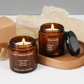 100g Forest Scented Amber Glass Candle with Black Lid in a cozy home setting - Rose Sandalwood / 100g/3.5oz