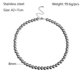 Dettagli collana a sfere in acciaio lucido 8mm con catena regolabile di 42+7cm di lunghezza - 8mm / Argento
