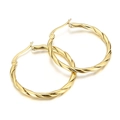 Elegant 30mm golden twisted hoop earrings in titanium steel with a glossy finish - Twisted Texture Style / Gold (KE102540-KFC)