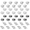 120PCS set of silver braided hair rings featuring floral, leaf, and minimalist cuff designs - 40PCS / Silver