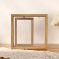 Creative rotating wooden pet memorial photo frame in natural wood finish with warm lighting - Yellow Wood Grain Vertical-6 Inch No Light