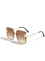 Square metal sunglasses with brown gradient lenses and elegant white pearl accents - Gradient Tea