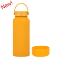 Bright yellow 1L matte insulated sports water bottle with handle lid and silicone base - 1 L / Earthy Yellow