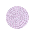 Pink and white woven round cotton rope coaster with a spiral braided texture - Pink White Stripes