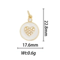 Vue détaillée du pendentif coeur plaqué or 18k avec dimensions 22,8mm x 17,6mm - Pendentif Rond Motif Cœur avec Zirconia (DZ-178)