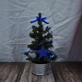 Mini albero di Natale con decori blu e vaso argento per decorazione da tavolo - 20cm / Blu