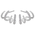 Eleganti orecchini a lobo multi-cerchio in argento da donna con micro-pave di zirconi - Oro Bianco VE679 Paio