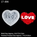 3D Heart silicone mold with LOVE rose texture for soap making and cake decorating - 17-896 LOVE Heart Rose / Clear