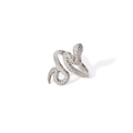 Detailed view of silver snake ring with intricate scale texture and minimalist design - Silver Snake Scale Texture Style (TR4016-S)