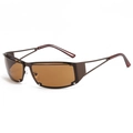 Retro Y2K sunglasses with brown gradient lenses and hollow metal geometric temples - C02 Bronze Tea