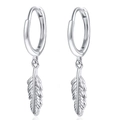 Elegante 925 Sterling Silber Feder Anhänger Creolen in poliertem Silber Design - 925er Silber / Silber