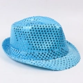 Sky blue sequin top hat for magic shows and stage performances with shiny finish - Sky Blue / 58cm (Adult)