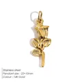 Ciondolo a forma di rosa in acciaio inossidabile placcato oro 14K, 22x10mm - Forma di Rosa Mensile (XP50415)