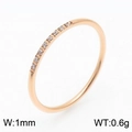 Minimalist 1mm rose gold plated stainless steel ring with micro pavé cubic zirconia - US 5 / Style B (KR106516-K) / Rose Gold