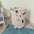 Large foldable waterproof laundry basket with cartoon cat print and sturdy handles - Excavator / 35*41cm (45L)