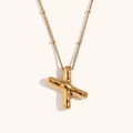 Golden balloon X initial necklace in 18K gold plated stainless steel with station bead chain - Gold-X