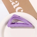 Minimalist purple matte triangular hair claw clip for elegant Korean style hair styling - Dark Purple