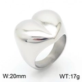 Gepolijste zilveren hartring van roestvrij staal met 20 mm breedte en minimalistische look - US 6 / Zilver Glad Hart (KR106361-KJX)