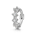 Klassieke S925 sterling zilveren oorring met vier sprankelende diamanten voor dames - Zilver Enkel - Zirkon Creool