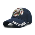 Dark blue baseball cap featuring eagle embroidery and Native Pride lettering on brim - Navy Circle Eagle