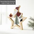 Décoration de Noël en bois en forme d'étoile avec Père Noël et sapin vert, 15x17cm - Étoile à cinq branches